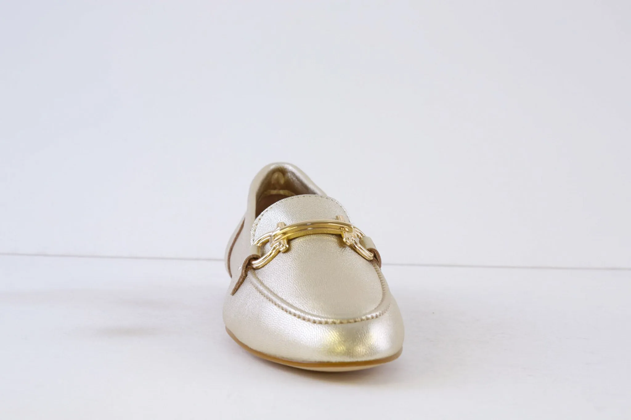 MARIA JAEN - 8X FLAT LOAFER (GOLD CHAIN DETAILING) - GOLD LEATHER