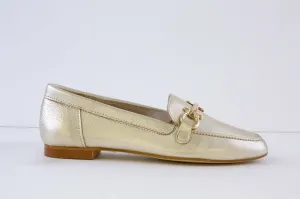 MARIA JAEN - 8X FLAT LOAFER (GOLD CHAIN DETAILING) - GOLD LEATHER