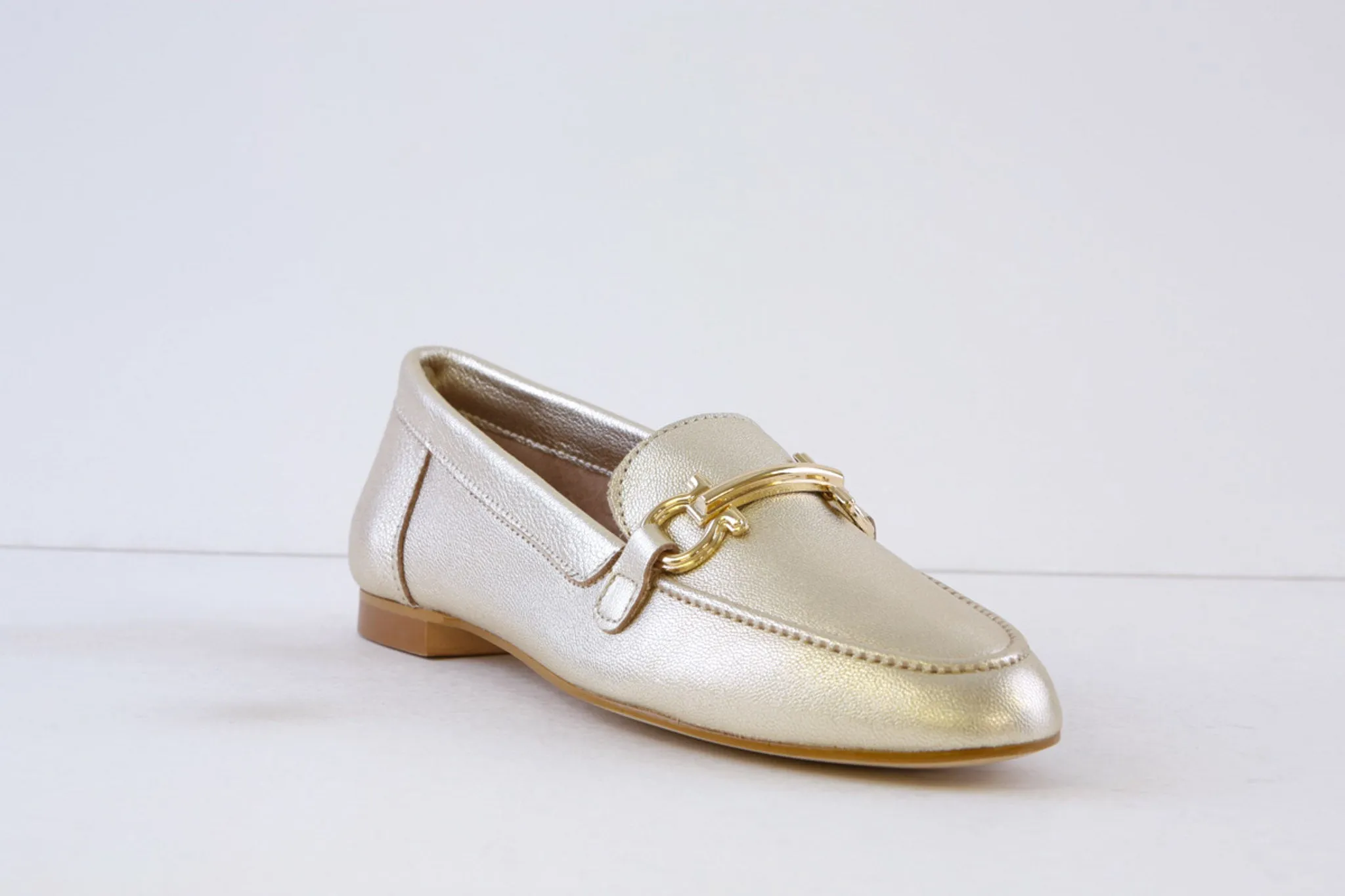 MARIA JAEN - 8X FLAT LOAFER (GOLD CHAIN DETAILING) - GOLD LEATHER