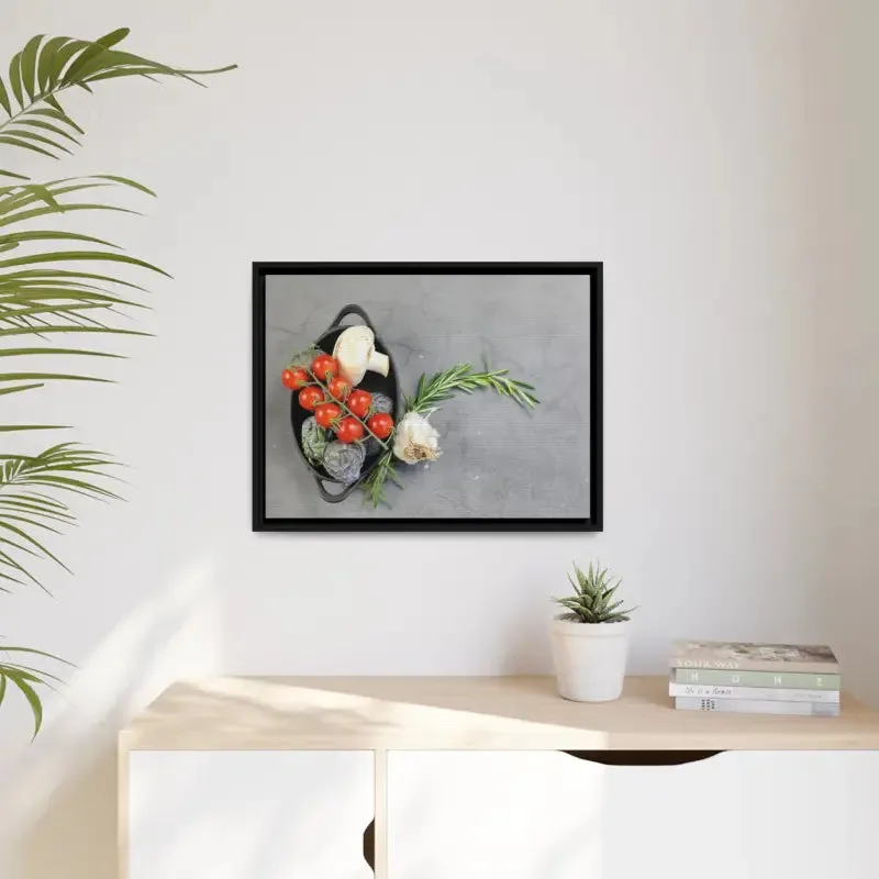 Matte Canvas with Fresh Vegetables and Black Frame
