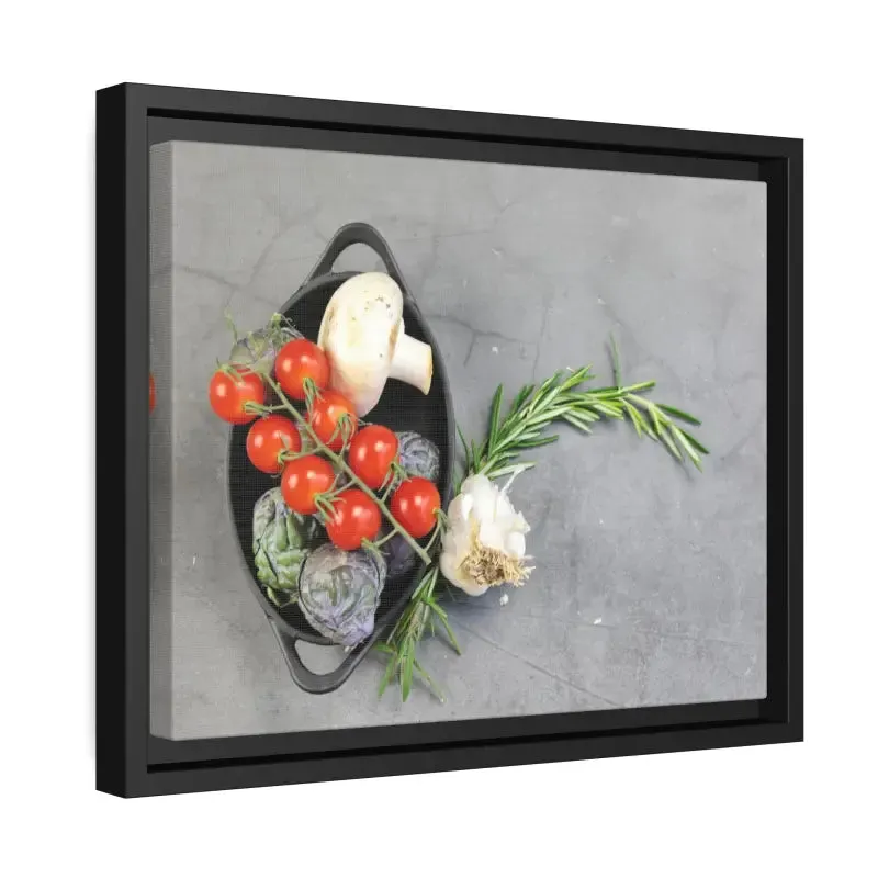 Matte Canvas with Fresh Vegetables and Black Frame