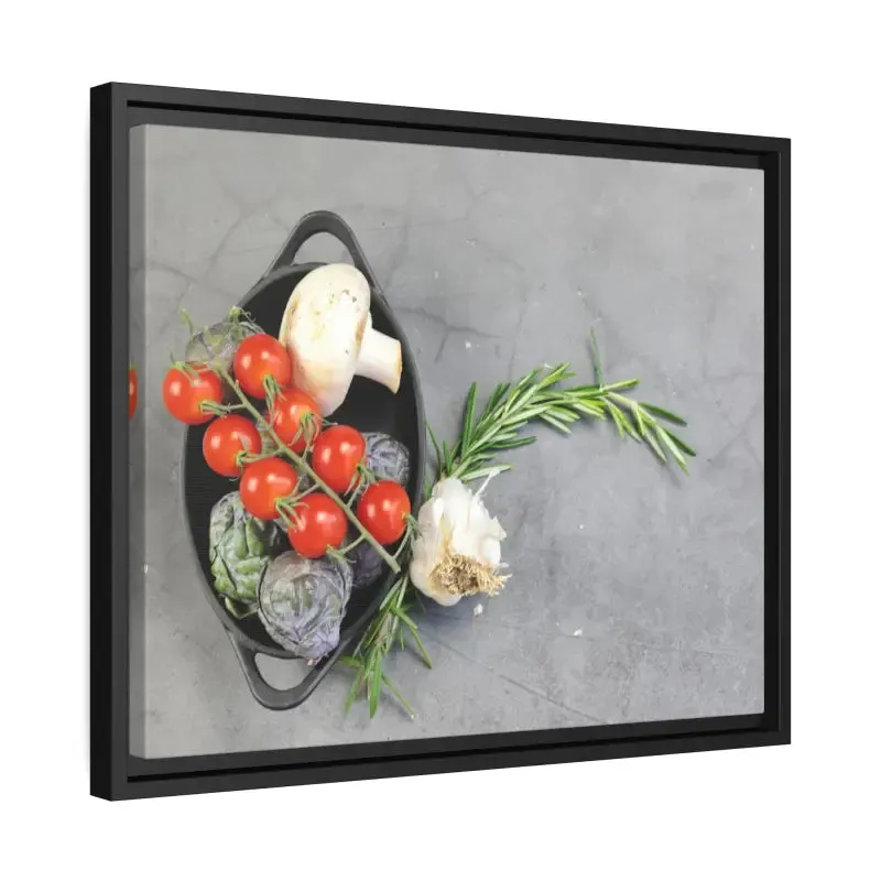 Matte Canvas with Fresh Vegetables and Black Frame
