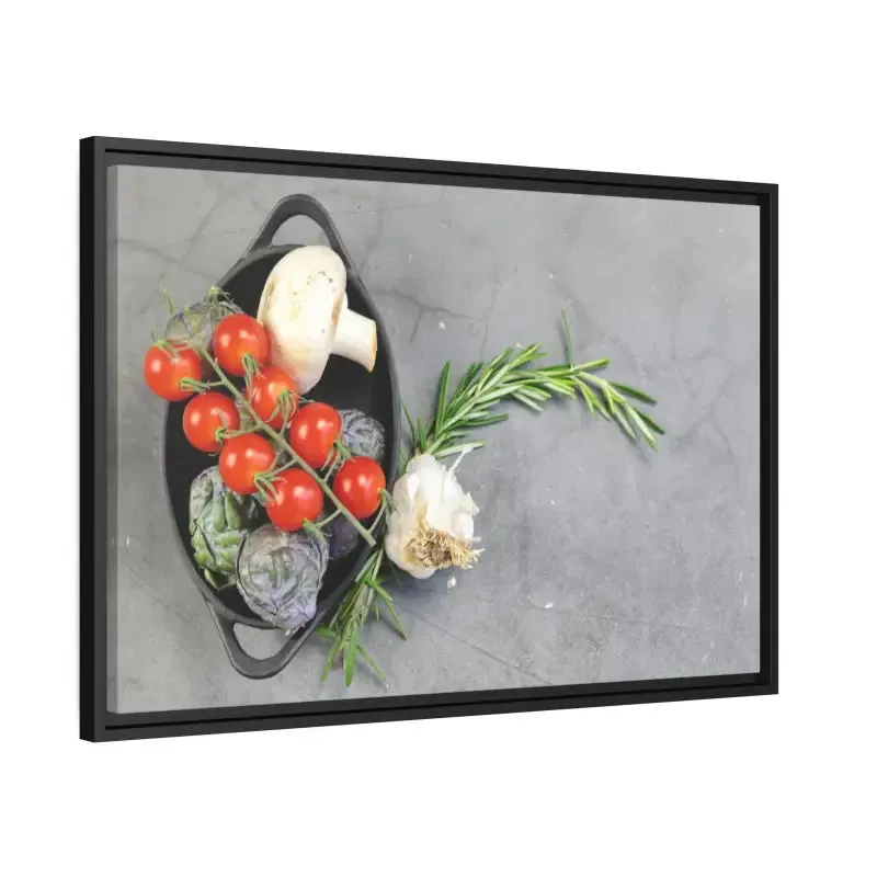 Matte Canvas with Fresh Vegetables and Black Frame