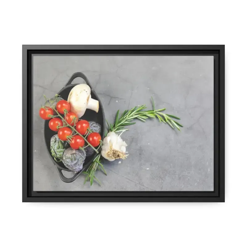 Matte Canvas with Fresh Vegetables and Black Frame