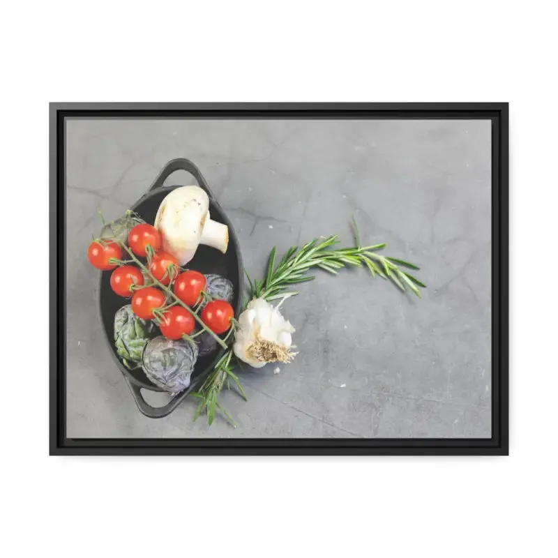 Matte Canvas with Fresh Vegetables and Black Frame