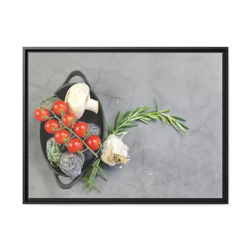 Matte Canvas with Fresh Vegetables and Black Frame