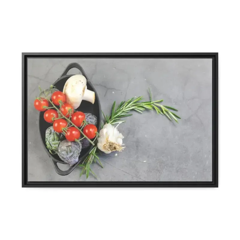 Matte Canvas with Fresh Vegetables and Black Frame