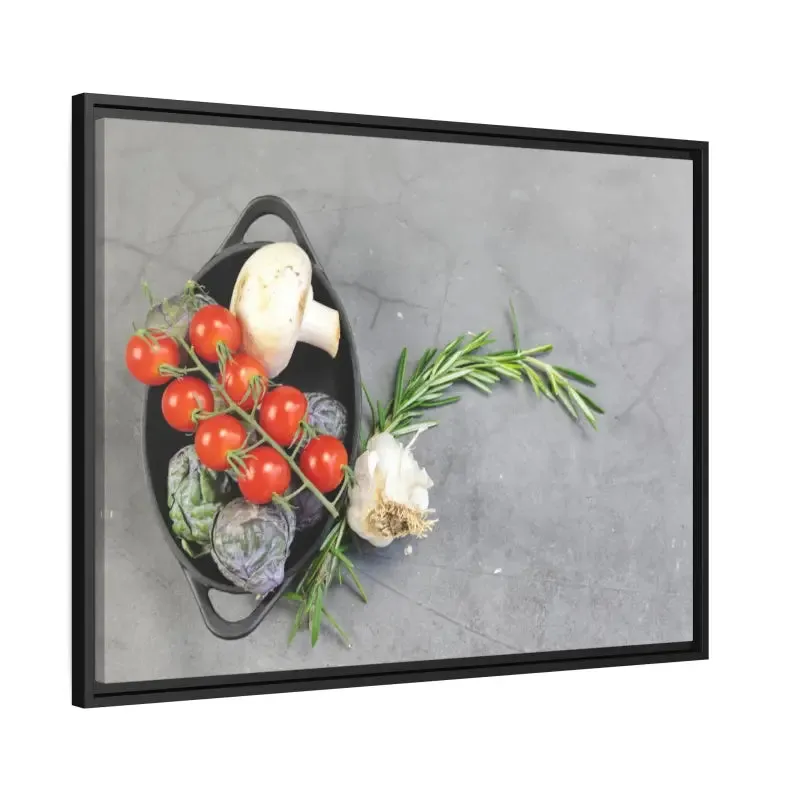 Matte Canvas with Fresh Vegetables and Black Frame