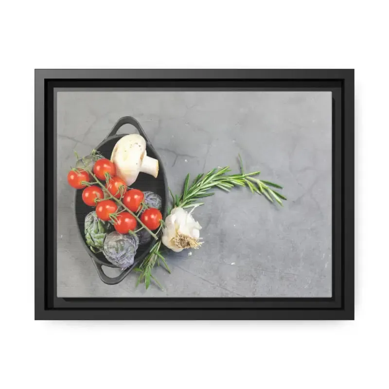 Matte Canvas with Fresh Vegetables and Black Frame
