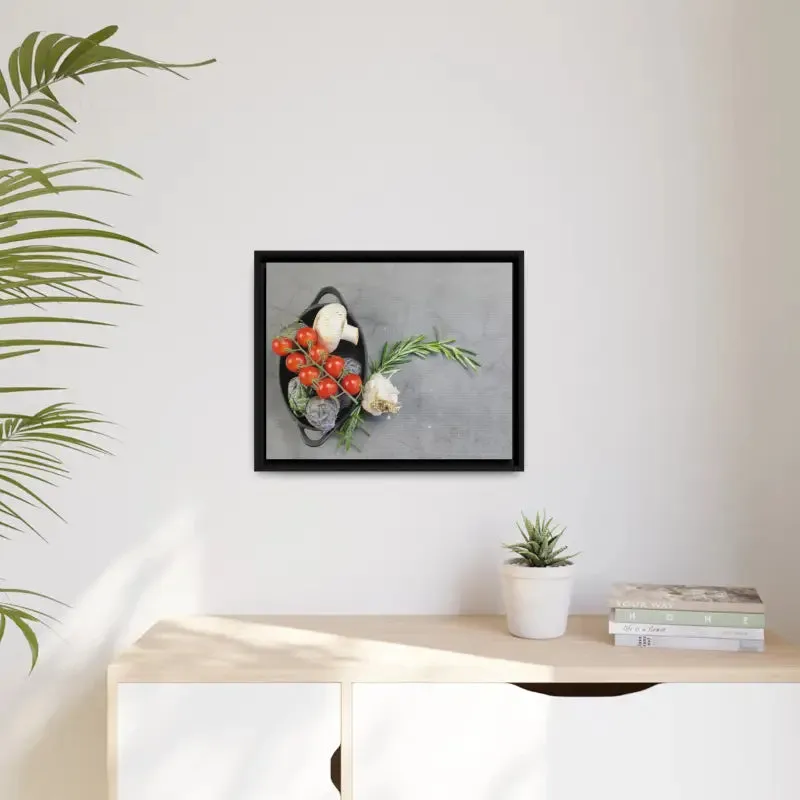 Matte Canvas with Fresh Vegetables and Black Frame