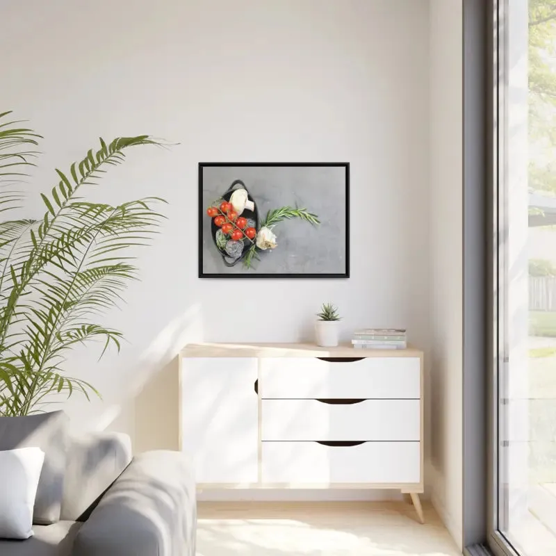 Matte Canvas with Fresh Vegetables and Black Frame