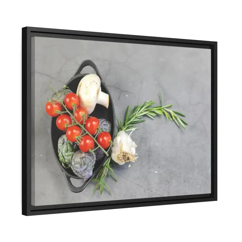 Matte Canvas with Fresh Vegetables and Black Frame