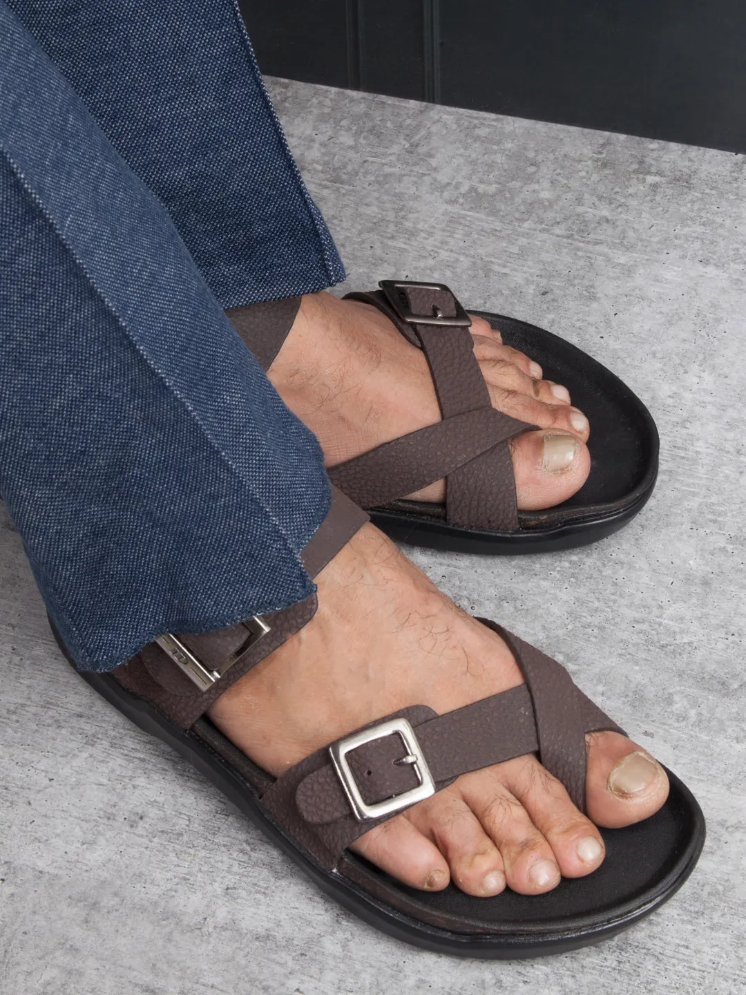 Men's Brown Strap Sandals (ID4270)