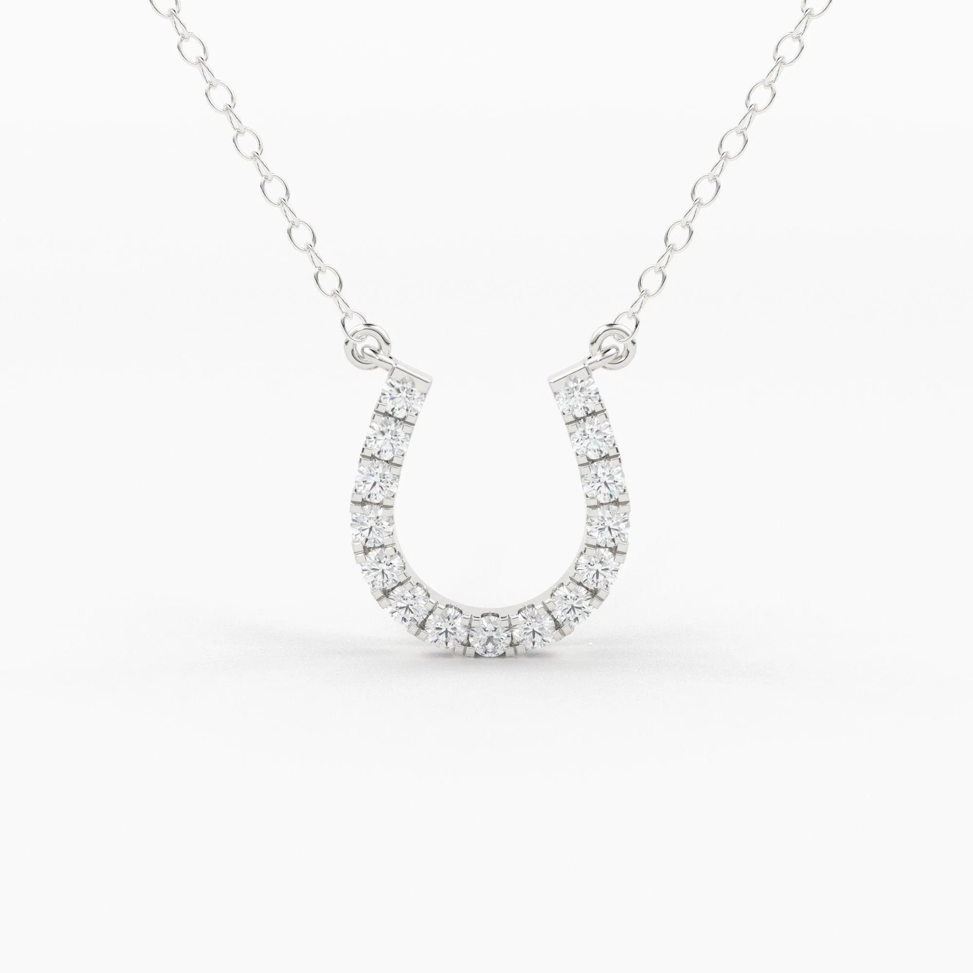 Mini Diamond Horseshoe Necklace/ 14k Gold Lucky HorseShoe Charm Necklace with Diamonds/ Mini Horseshoe Pendant / Good Luck Charm Pendant