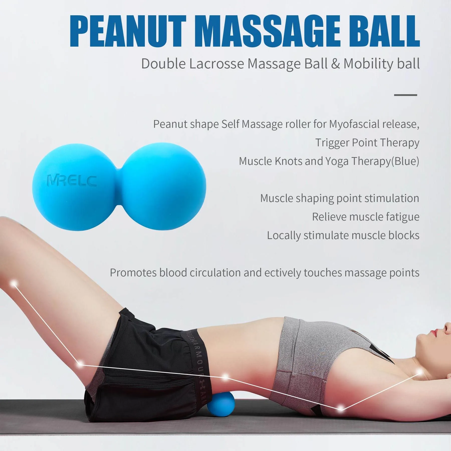 MRELC Ball Yoga kit 30in Anti-Burst with Peanut Massage Ball - Exercise Core Sliders - Slip Resistant Stability Balance Ball for Fitness, Pilater&Yoga - with Quick Pump (Black)