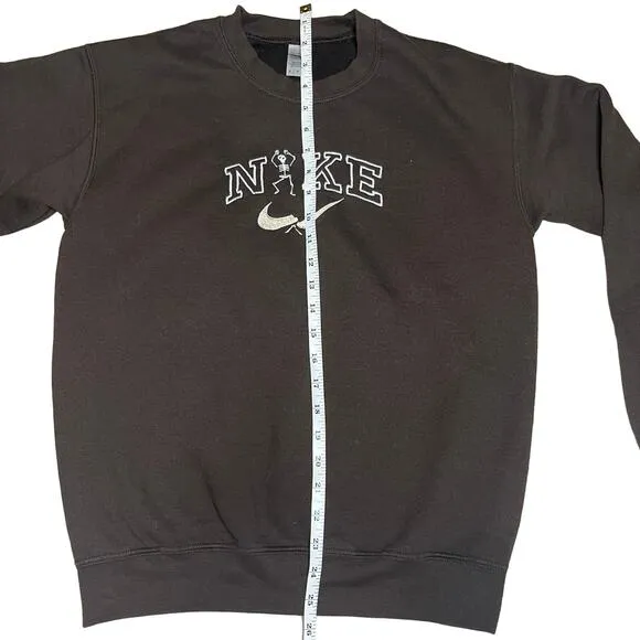 Nike Dark Brown Embroidery Dancing Skeleton Halloween Sweater Size Small