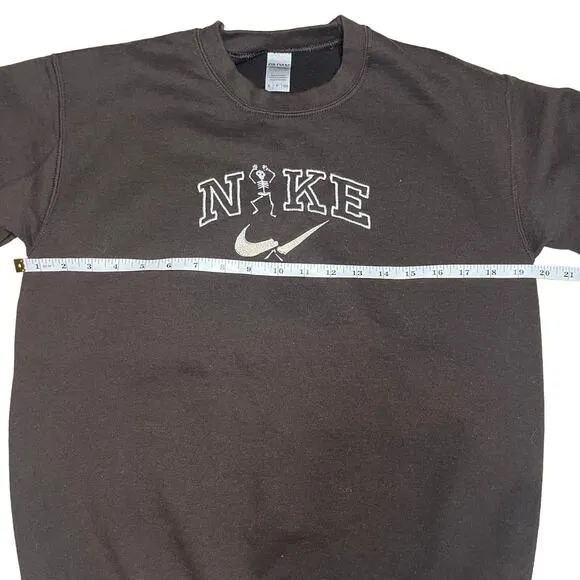 Nike Dark Brown Embroidery Dancing Skeleton Halloween Sweater Size Small