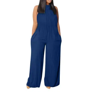 Noa Sleeveless Gathered High Neck Wide-Leg Jumpsuit
