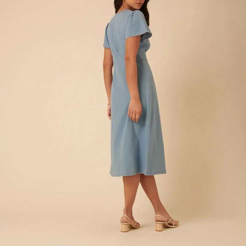 NOBODYS CHILD Rosie Midi Dress in Denim