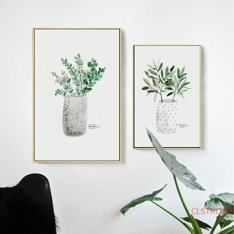 Nordic Art Poster Green Plant Canvas