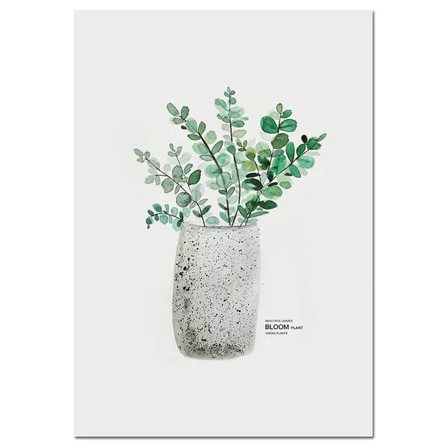 Nordic Art Poster Green Plant Canvas