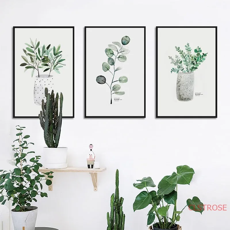 Nordic Art Poster Green Plant Canvas