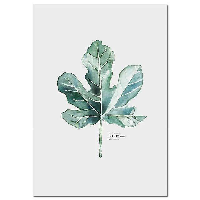 Nordic Art Poster Green Plant Canvas