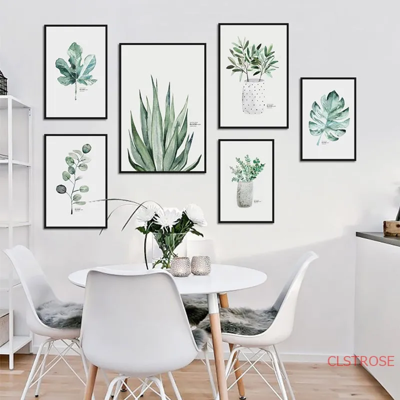 Nordic Art Poster Green Plant Canvas