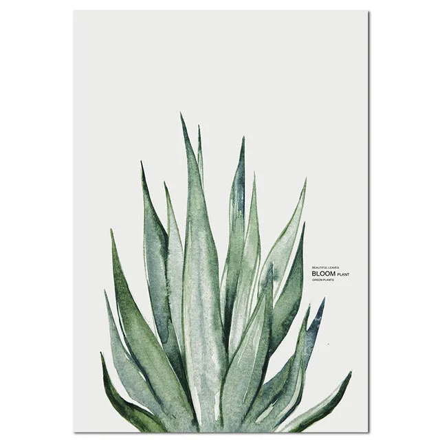 Nordic Art Poster Green Plant Canvas