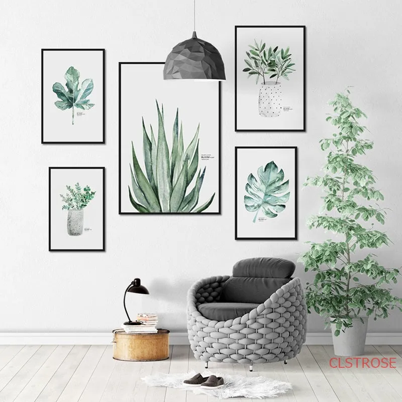 Nordic Art Poster Green Plant Canvas