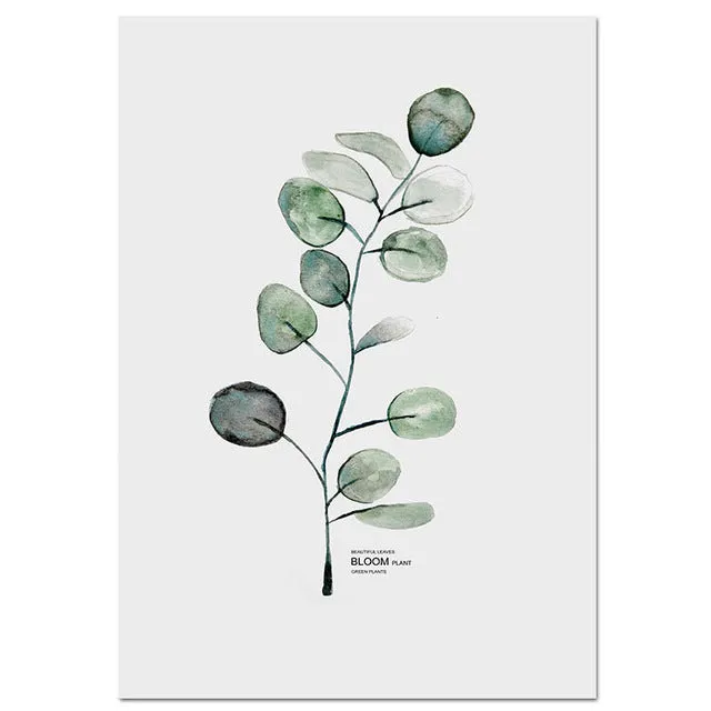 Nordic Art Poster Green Plant Canvas