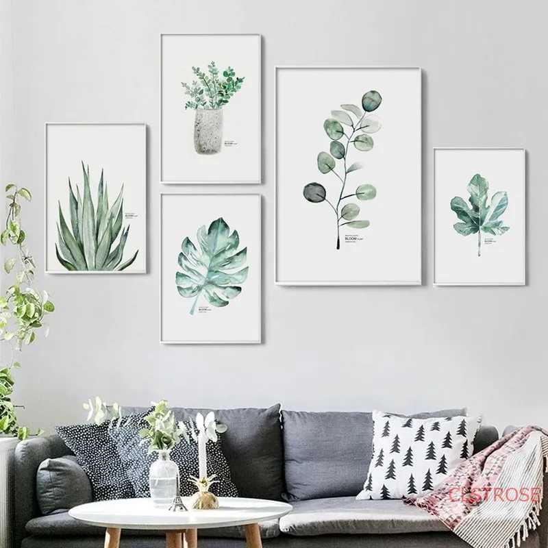 Nordic Art Poster Green Plant Canvas