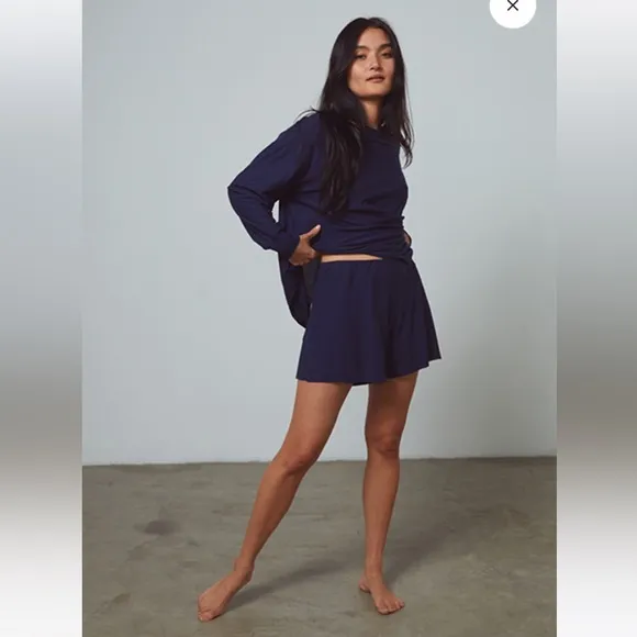NWT Lunya Cool Short Cotton Blend Navy Blue PJ Pajama Comfy Shorts