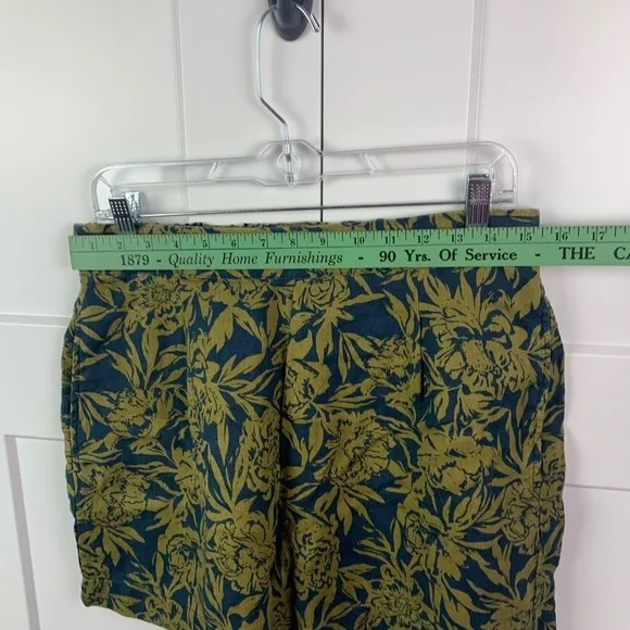 NWT Madewell MEDIUM Pull On Linen Shorts Navy Green Floral Pockets