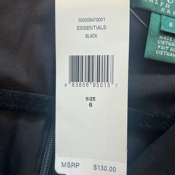 NWT Ralph Lauren Size 6 MRSP $130 Black Bodycon Dress Stretch