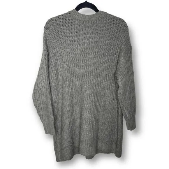 NWT Torrid Size 1X Gray Lightning Bolt Slouchy Tunic Chunky Knit Sweater $76