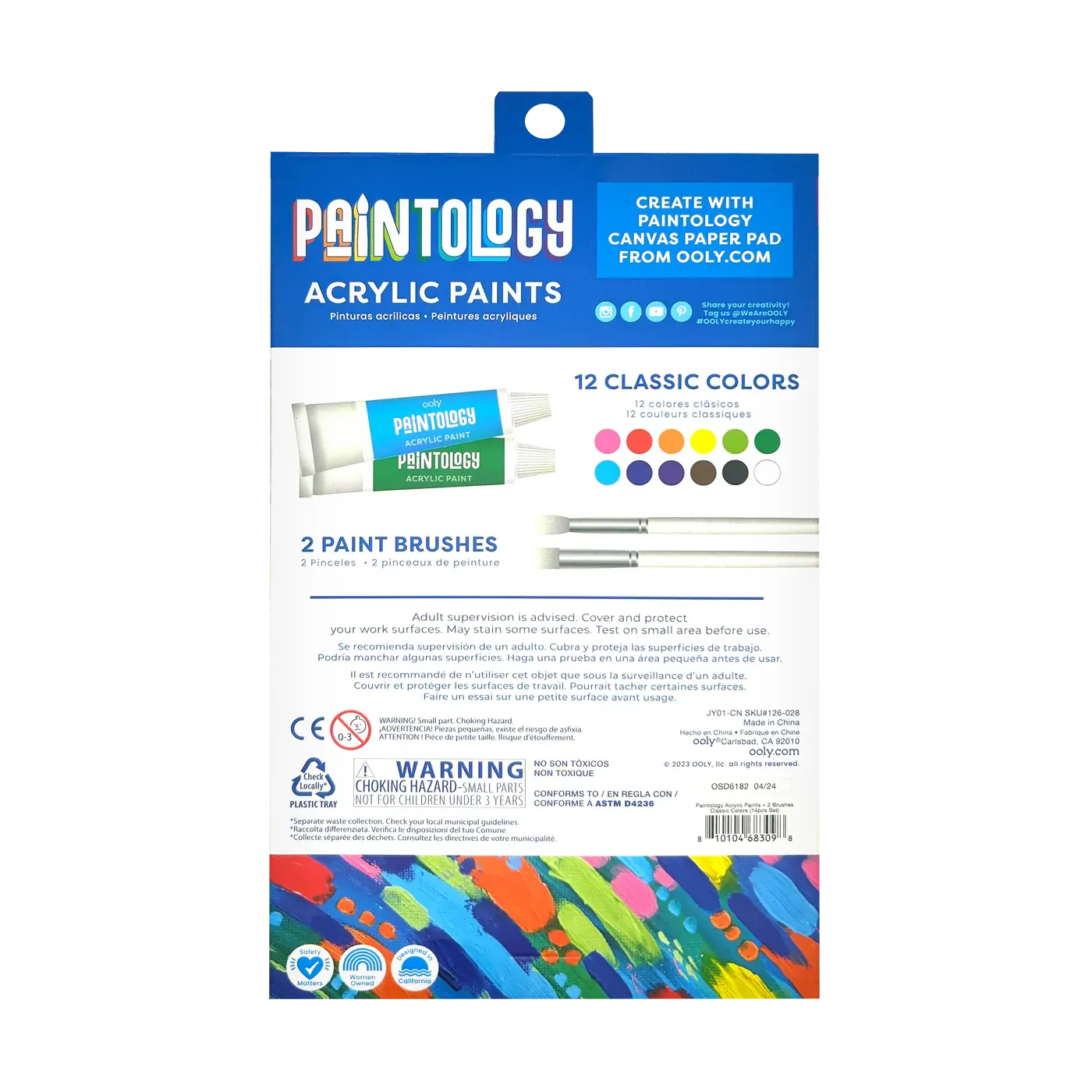 Ooly Paintology Acrylic Paint Set - Classic Colors - Set of 12