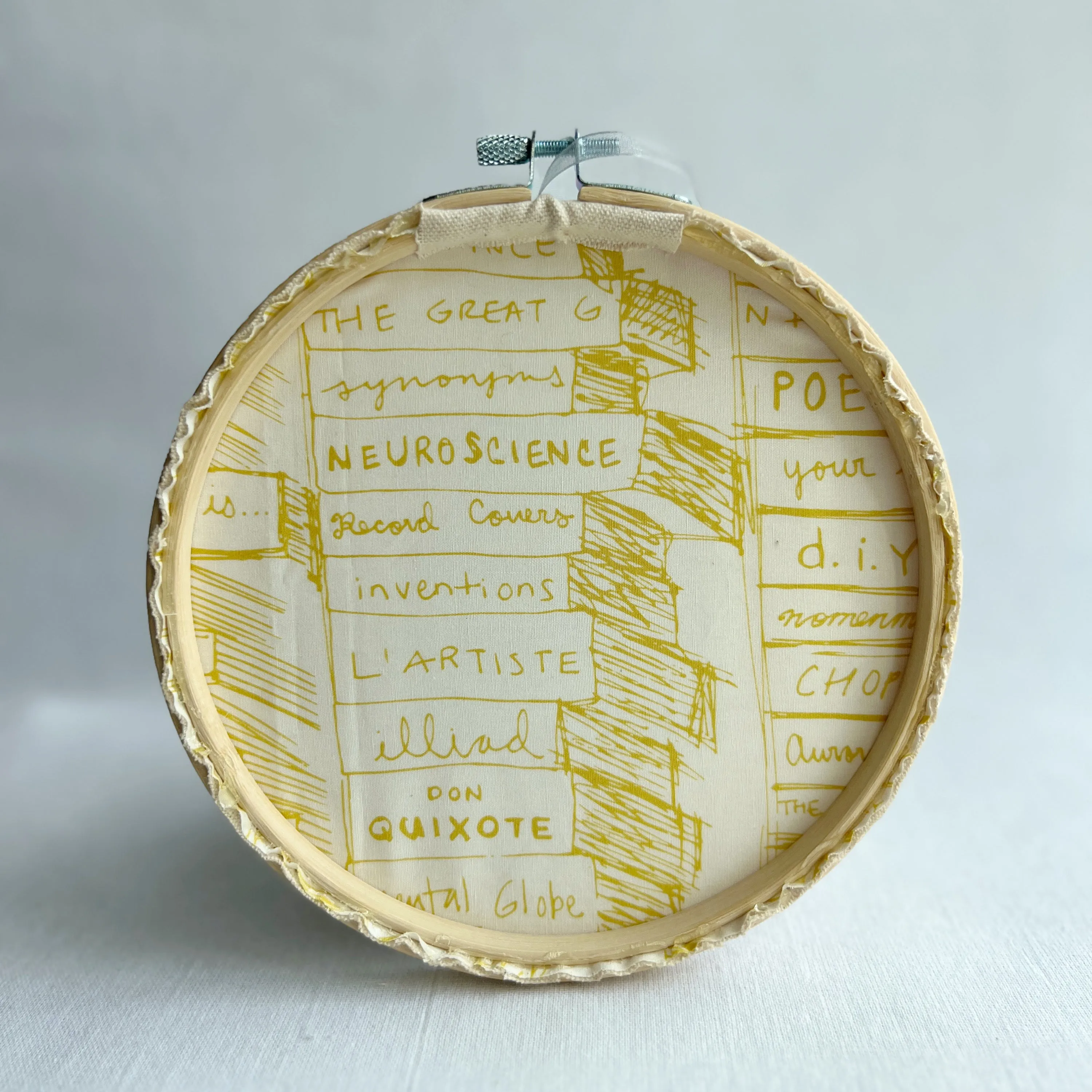 Open a book, open your mind - library card original vinyl hoop art
