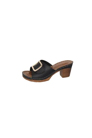 Open Toe Block Heel Buckle Sandals
