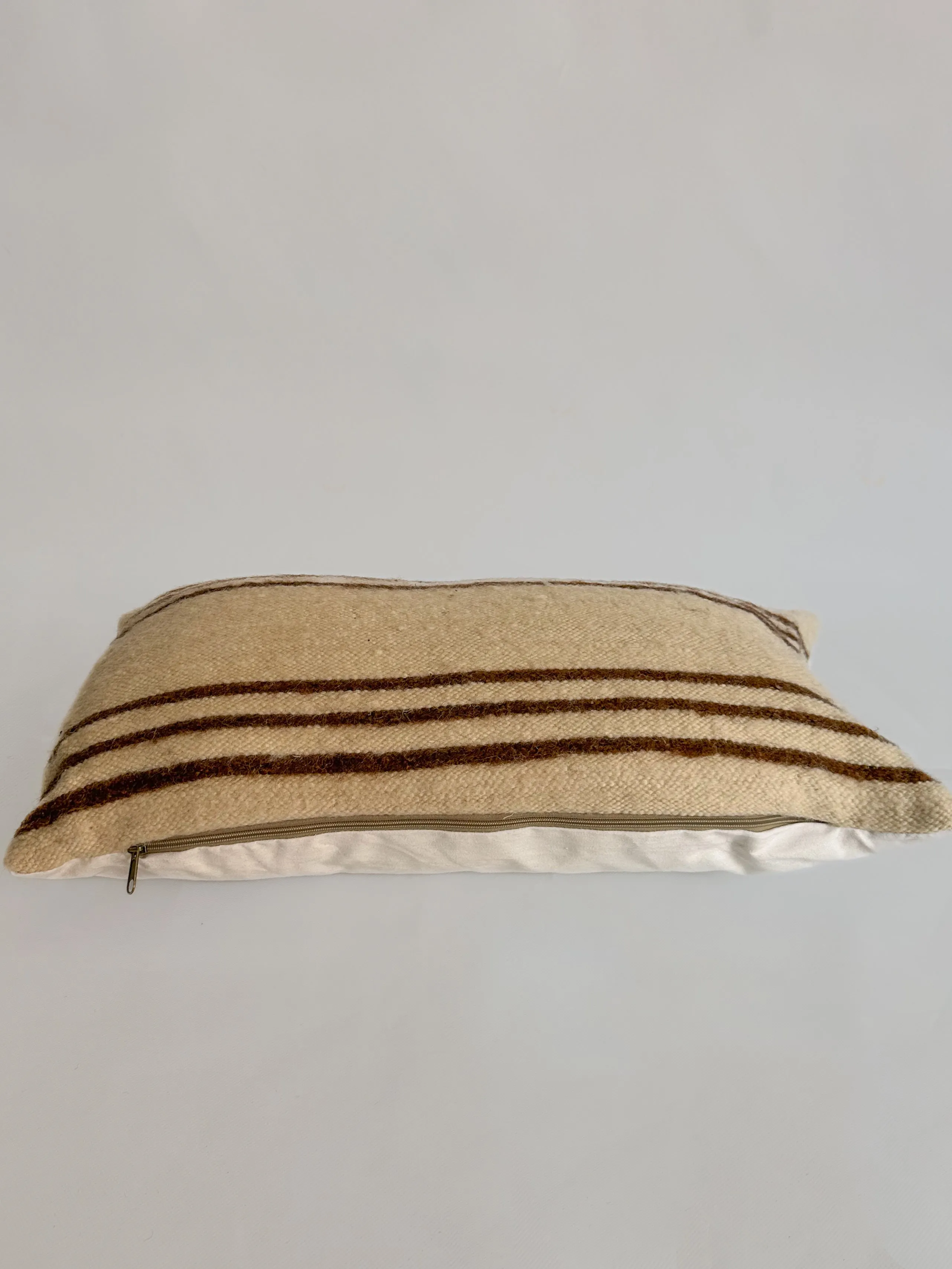 Ouaouzguiti Association's Multi-Striped Hanbel Pillow - Brown hi