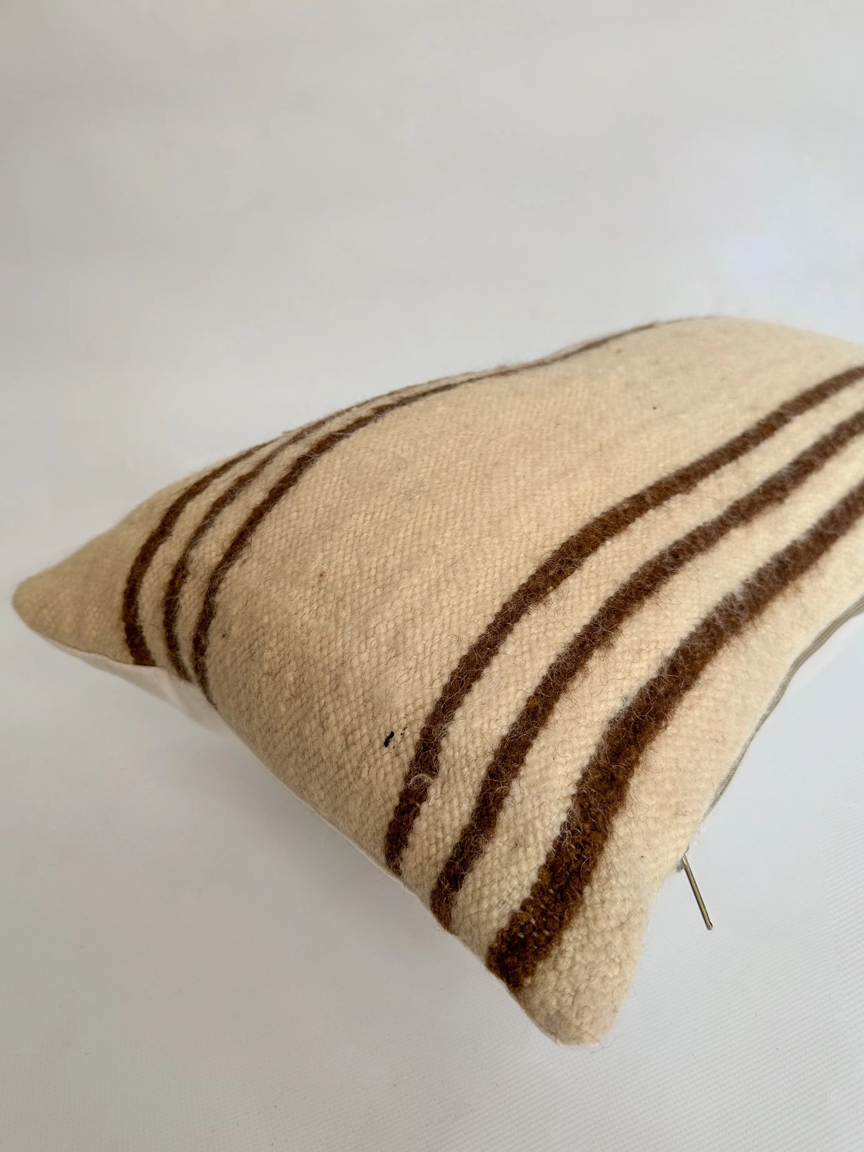 Ouaouzguiti Association's Multi-Striped Hanbel Pillow - Brown hi