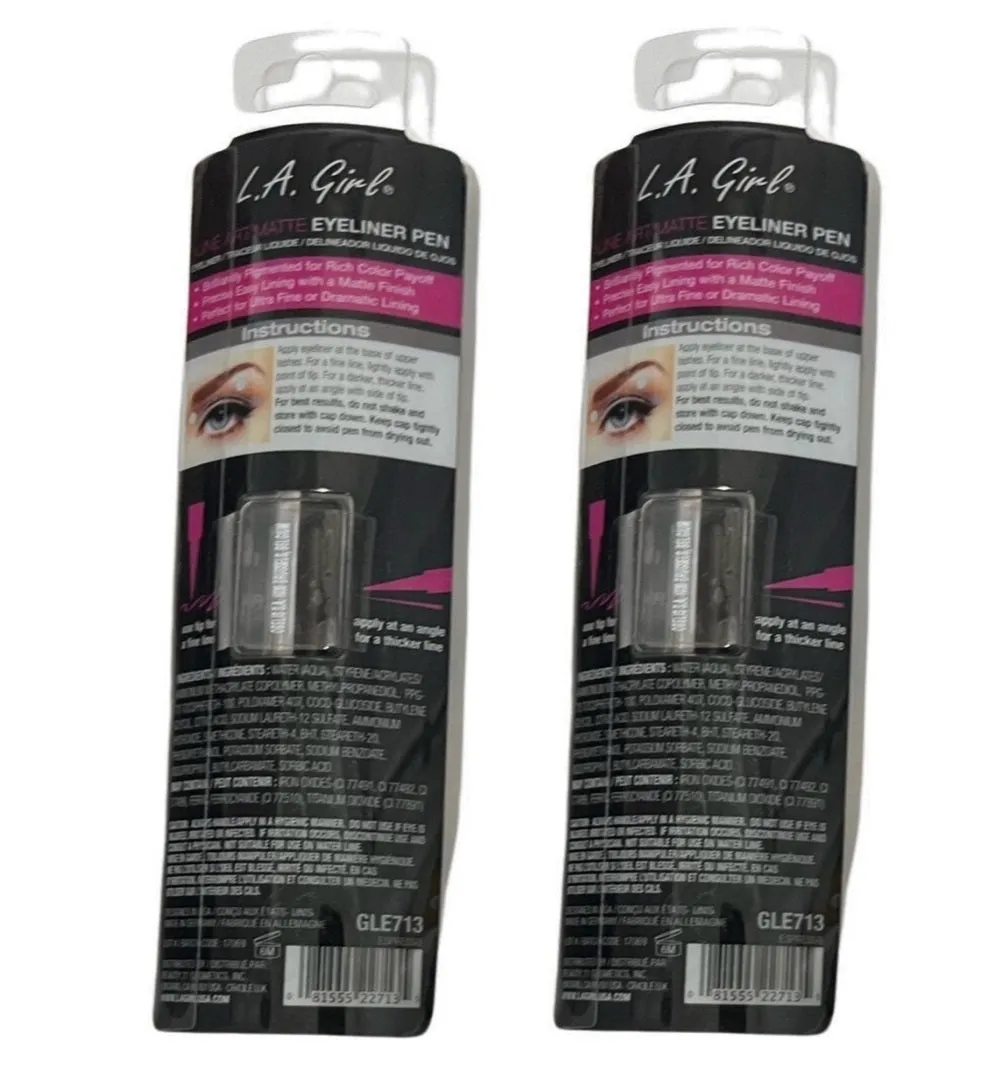 Pack of  2 L.A. Girl Line Art Matte Eyeliner Pen, Espresso GLE713