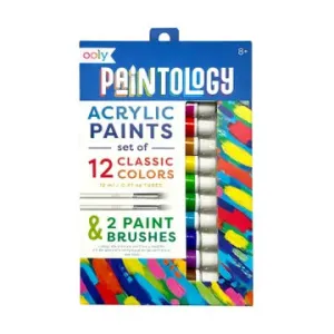 Paintology Acrylic Paints   2 Brushes - Classic Colors