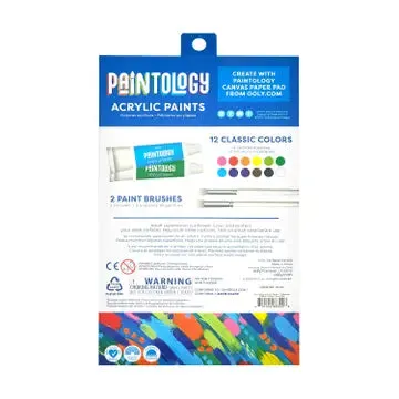 Paintology Acrylic Paints   2 Brushes - Classic Colors