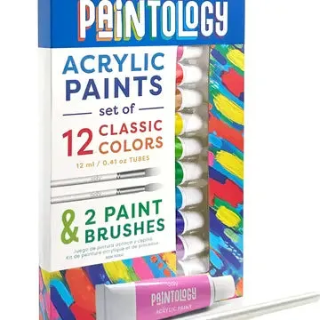 Paintology Acrylic Paints   2 Brushes - Classic Colors