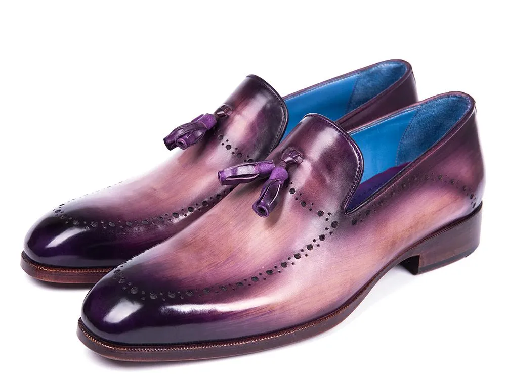 Paul Parkman Men's Tassel Loafers in Purple