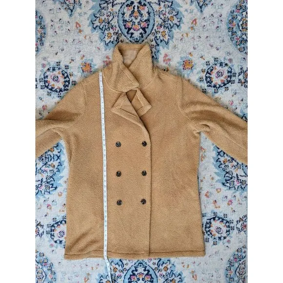 Peace Love World Regular Tan Sherpa Teddy Double Breasted‎ Coat - XL