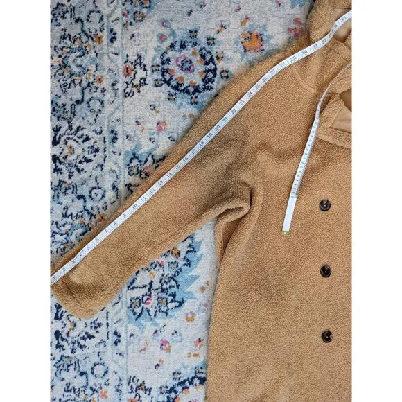 Peace Love World Regular Tan Sherpa Teddy Double Breasted‎ Coat - XL