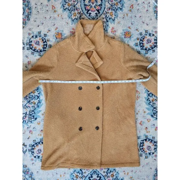 Peace Love World Regular Tan Sherpa Teddy Double Breasted‎ Coat - XL