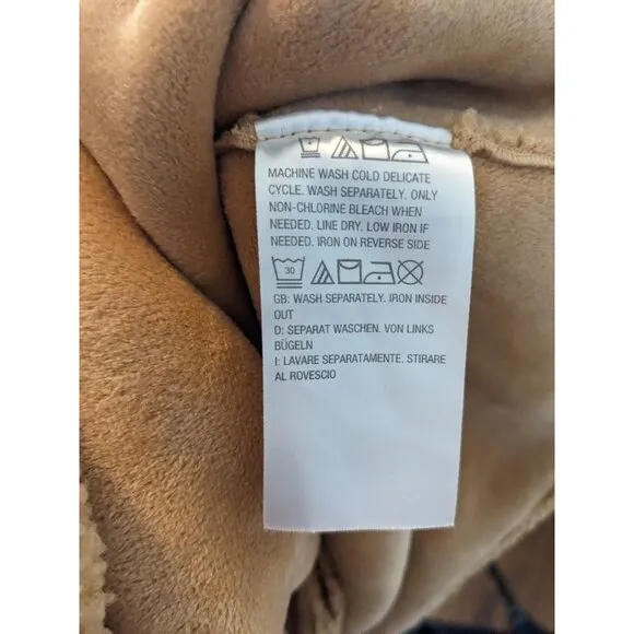 Peace Love World Regular Tan Sherpa Teddy Double Breasted‎ Coat - XL